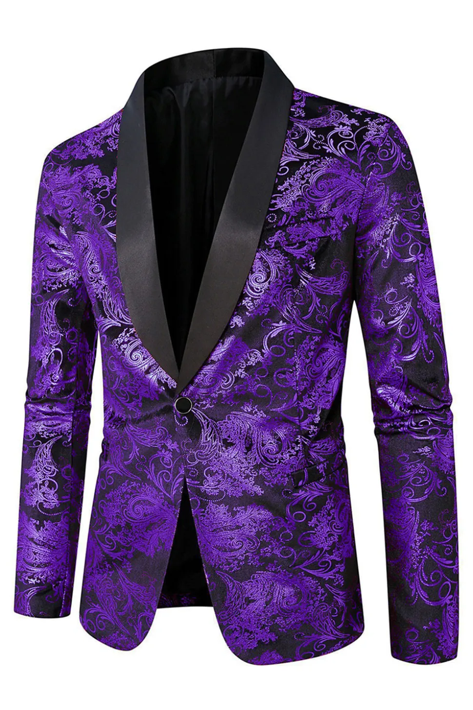 Xale Verde Lapela Um Botão Jacquard Blazer Masculino Prom