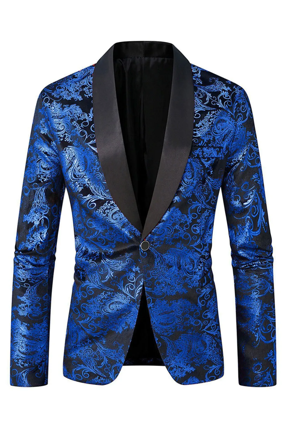 Xale Verde Lapela Um Botão Jacquard Blazer Masculino Prom