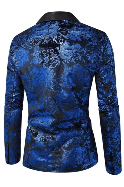 Xale Verde Lapela Um Botão Jacquard Blazer Masculino Prom