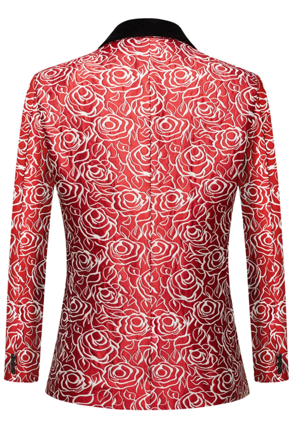 Xale Vermelho Lapela Impresso 2 Peças Terno Masculino