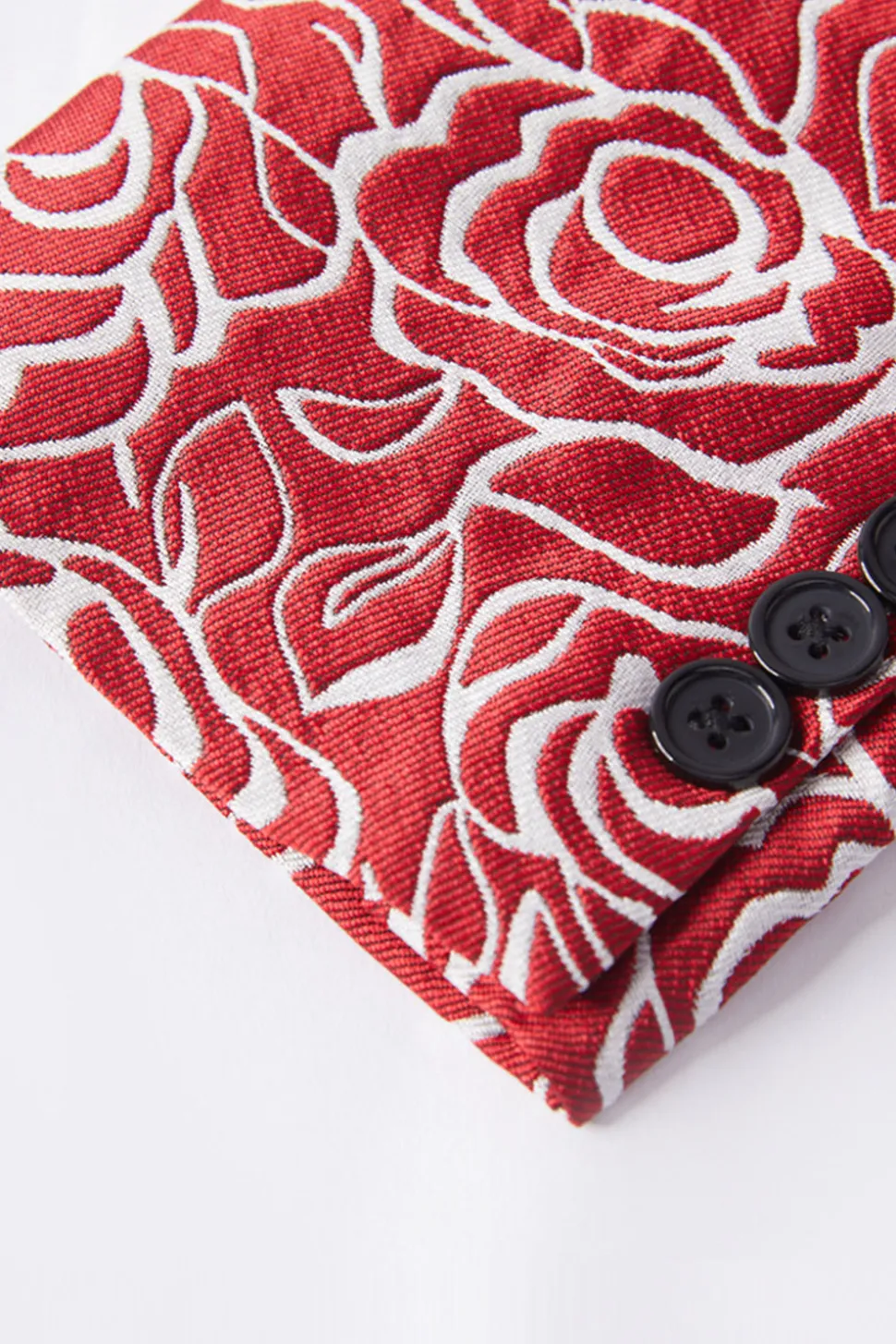 Xale Vermelho Lapela Impresso 2 Peças Terno Masculino